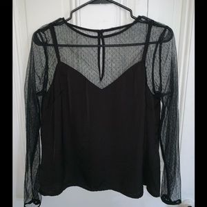 Black top with sheer sleeves